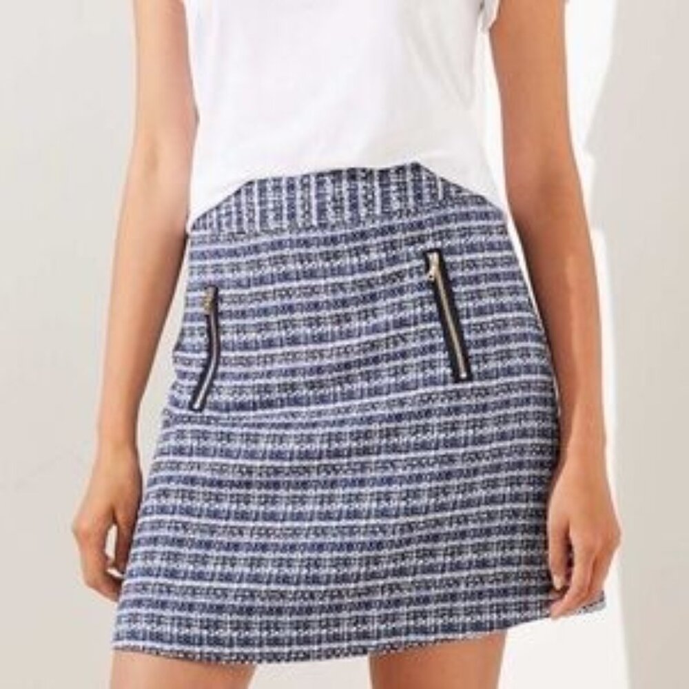 LOFT Tweed Zip Pocket Skirt sz 8